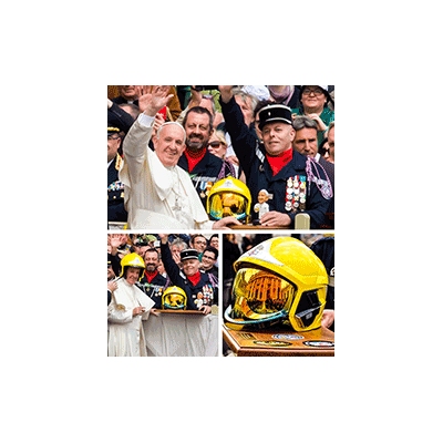 Casque de lutte contre les incendies Gallet F1 XF : une personnalisation adoptée même par le Pape 