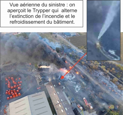 Le ROBOT TRYPPER sur un feu industriel dans l'Hérault