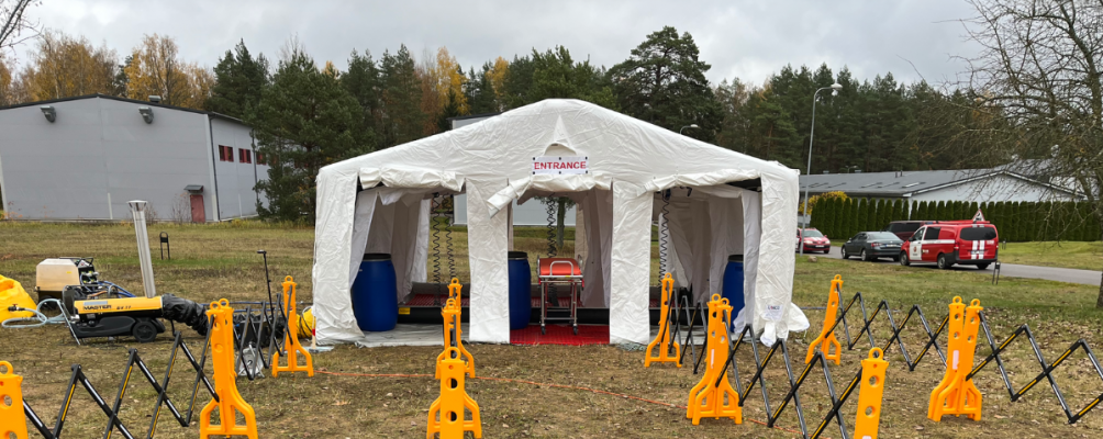 Tente de décontamination à trois voies prête en 20 minutes 