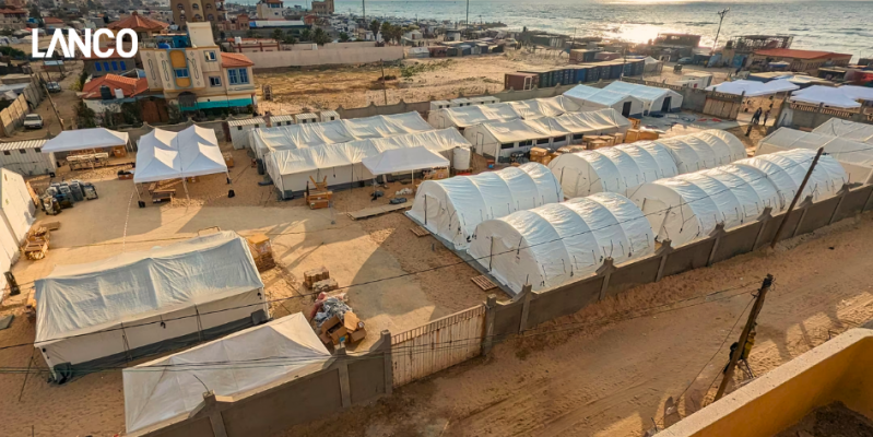 Tentes LANCO déployées pour un hôpital de campagne à Rafah, Gaza